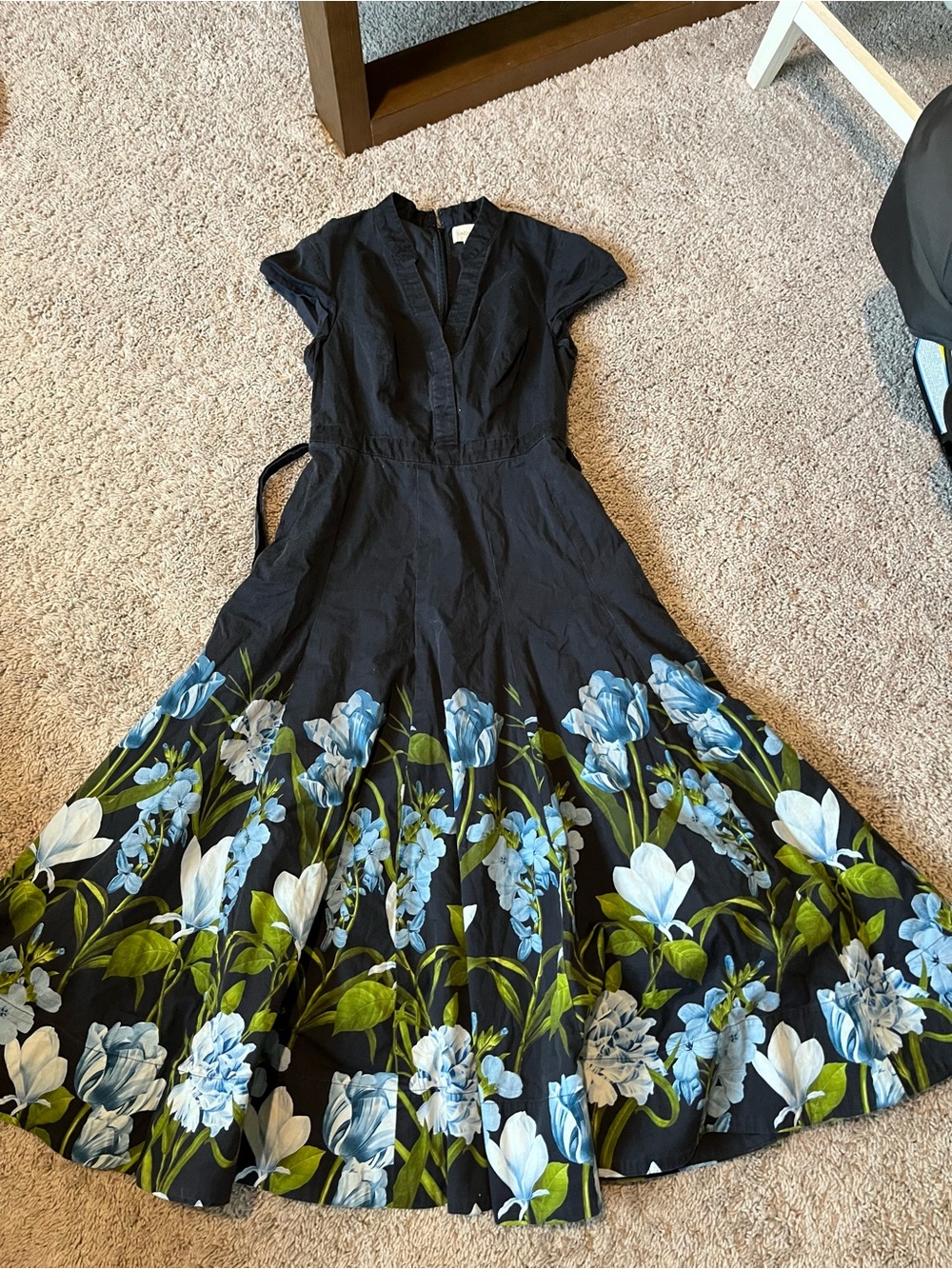 Sachin + Babi Navy Maxi Dress with Blue Floral Border - Picture 6 of 9